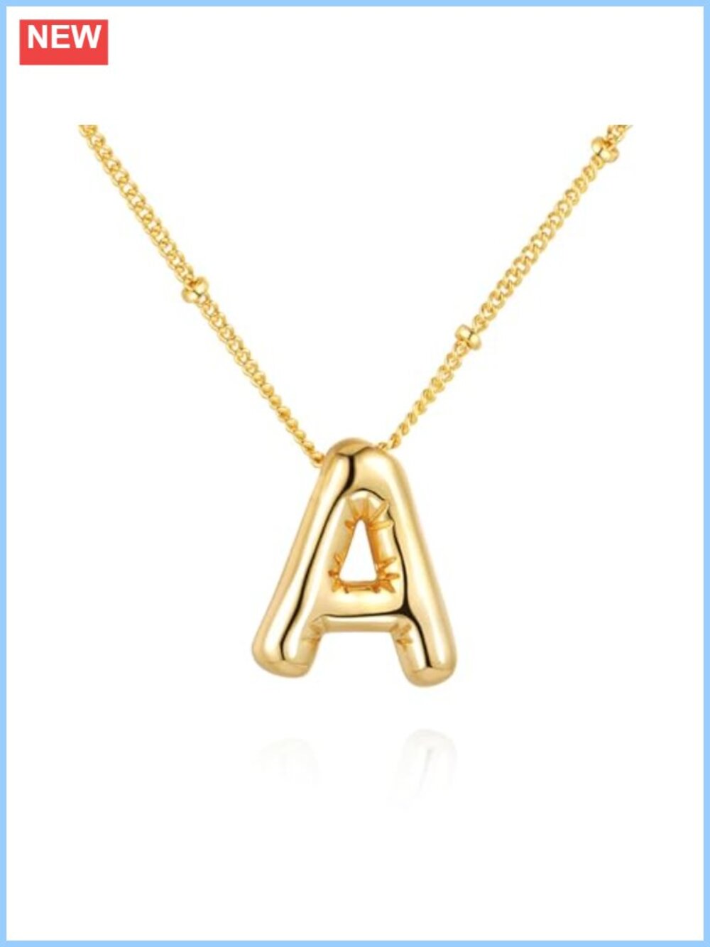 Balloon Initial Letter Necklace Pendant 14k Gold Plated Women Gift